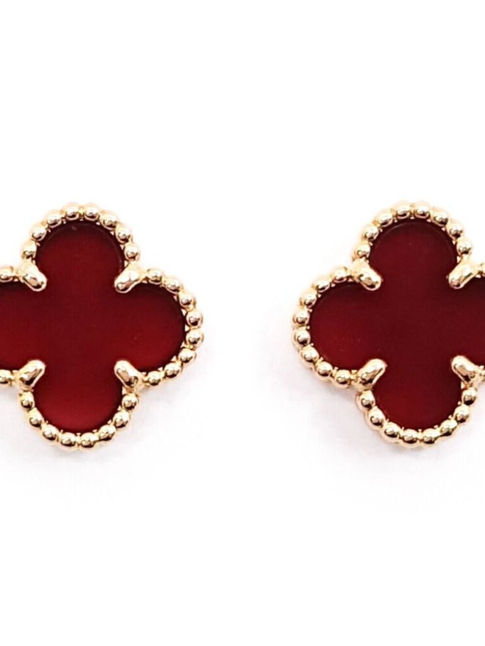 Van Cleef & Arpels 18k Pink Gold Sweet Alhambra Carnellian Earrings